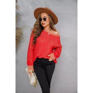 Lumier Long Sleeve Zig Zag Boatneck‎ Sweater Sz M NWT Colorful Soft Artsy